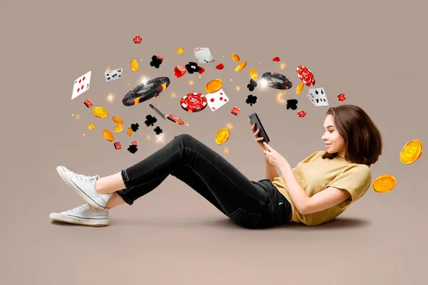 A woman in a luxurious green gown next to an ornate roulette wheel, capturing the upscale casino mood of CB44.